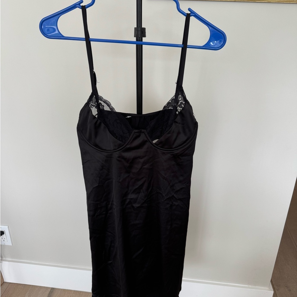 Black Lace Trim Slip Dress